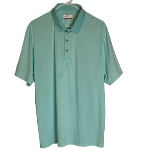 GRAND SLAM Striped Polo Shirt, Men’s XL, Aqua Base & White